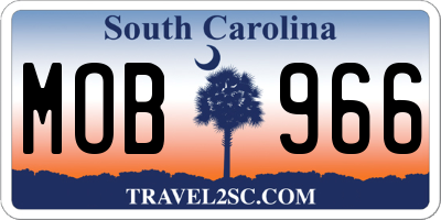 SC license plate MOB966