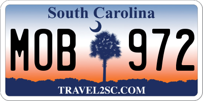 SC license plate MOB972