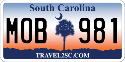 SC license plate MOB981