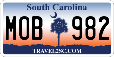SC license plate MOB982