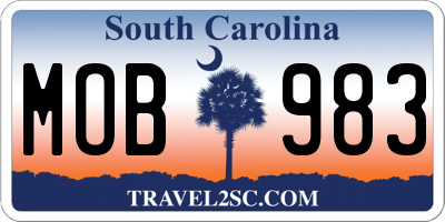 SC license plate MOB983