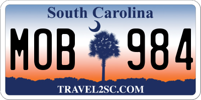 SC license plate MOB984