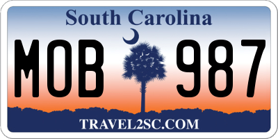 SC license plate MOB987