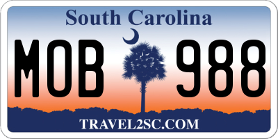 SC license plate MOB988
