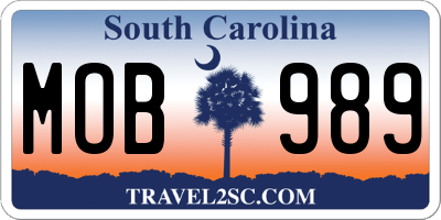SC license plate MOB989