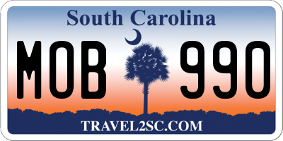 SC license plate MOB990