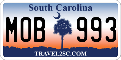 SC license plate MOB993