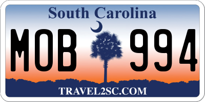 SC license plate MOB994