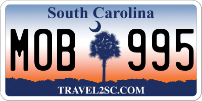 SC license plate MOB995