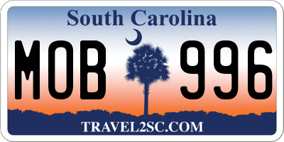 SC license plate MOB996