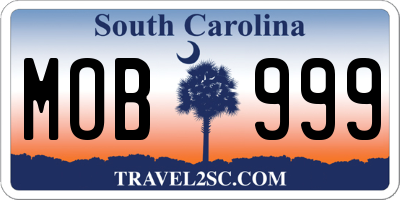 SC license plate MOB999