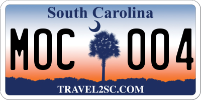 SC license plate MOC004