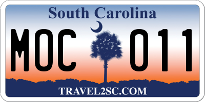 SC license plate MOC011