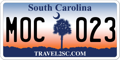 SC license plate MOC023