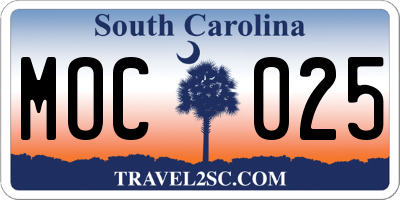 SC license plate MOC025
