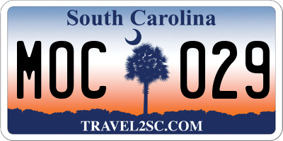 SC license plate MOC029