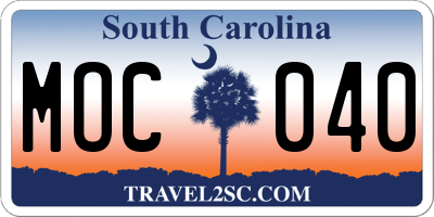 SC license plate MOC040