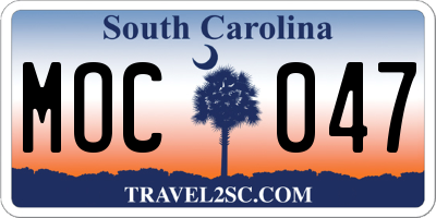 SC license plate MOC047