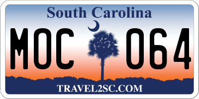 SC license plate MOC064