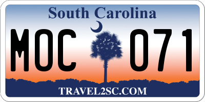 SC license plate MOC071
