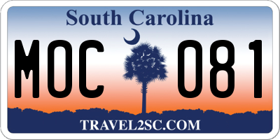 SC license plate MOC081