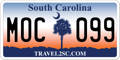 SC license plate MOC099
