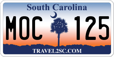 SC license plate MOC125