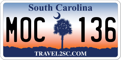 SC license plate MOC136
