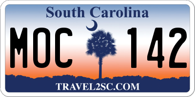 SC license plate MOC142