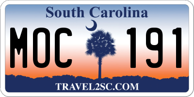SC license plate MOC191