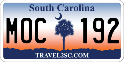 SC license plate MOC192