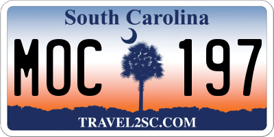SC license plate MOC197