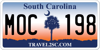 SC license plate MOC198