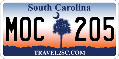 SC license plate MOC205
