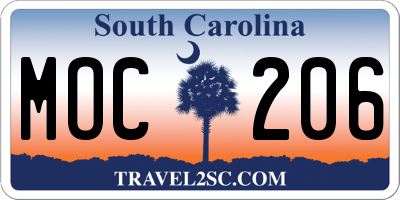 SC license plate MOC206