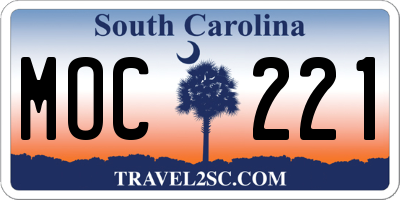 SC license plate MOC221