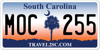 SC license plate MOC255