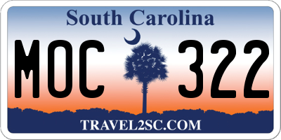 SC license plate MOC322