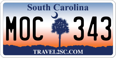 SC license plate MOC343