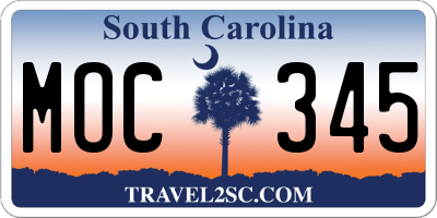 SC license plate MOC345
