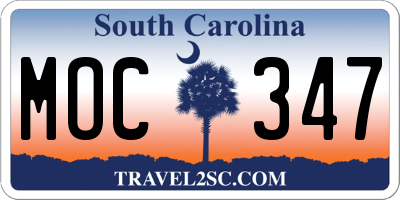 SC license plate MOC347