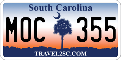 SC license plate MOC355