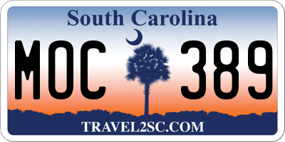 SC license plate MOC389