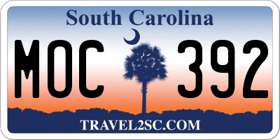 SC license plate MOC392