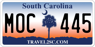 SC license plate MOC445