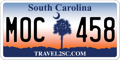 SC license plate MOC458