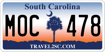 SC license plate MOC478