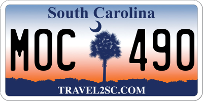 SC license plate MOC490