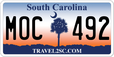 SC license plate MOC492