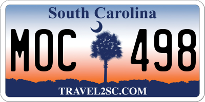 SC license plate MOC498